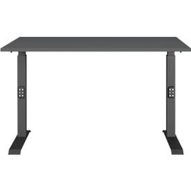 Schreibtisch Aalborg, mechanisch höhenverstellbar, bis 80 kg, Rechteck, C-Fuß, B 1200 x T 800 x H 680 - 910 mm, graphit/schwarzgrau