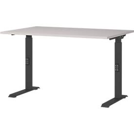 Schreibtisch Aalborg, mechanisch höhenverstellbar, bis 80 kg, Rechteck, C-Fuß, B 1200 x T 800 x H 680 - 910 mm, kaschmir/schwarzgrau