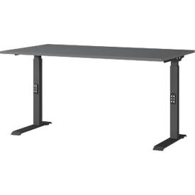 Schreibtisch Aalborg, mechanisch höhenverstellbar, bis 80 kg, Rechteck, C-Fuß, B 1400 x T 800 x H 680 - 910 mm, graphit/schwarzgrau