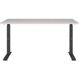 Schreibtisch Aalborg, mechanisch höhenverstellbar, bis 80 kg, Rechteck, C-Fuß, B 1400 x T 800 x H 680 - 910 mm, kaschmir/schwarzgrau