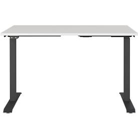 Schreibtisch Agenda, elektrisch höhenverstellbar, B 1200 x T 800 x H 720-1200 mm, Lichtgrau/Schwarz + Memory-USB-Panel