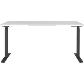 Schreibtisch Agenda, elektrisch höhenverstellbar, B 1600 x T 800 x H 720-1200 mm, Lichtgrau/Schwarz + Memory-USB-Panel