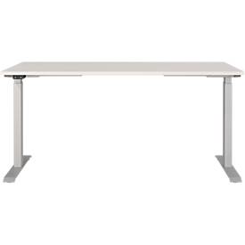 Schreibtisch Agenda, elektrisch höhenverstellbar, B 1600 x T 800 x H 720-1200 mm, Lichtgrau/Silber + Memory-USB-Panel