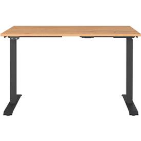 Schreibtisch Agenda Home, elektrisch höhenverstellbar, B 1200 x T 800 x H 720-1200 mm, Grandson-Eiche/Schwarz + Memory-USB-Panel