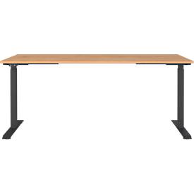 Schreibtisch Agenda Home, elektrisch höhenverstellbar, B 1800 x T 800 x H 720-1200 mm, Grandson-Eiche/Schwarz + Memory-USB-Panel