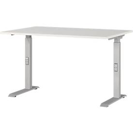 Schreibtisch Agenda, mechanisch höhenverstellbar, B 1200 x T 800 x H 680-910 mm, Lichtgrau/Schwarz