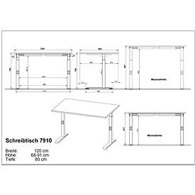 Schreibtisch Agenda, mechanisch höhenverstellbar, B 1200 x T 800 x H 680-910 mm, Lichtgrau/Silber