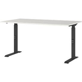 Schreibtisch Agenda, mechanisch höhenverstellbar, B 1400 x T 800 x H 680-910 mm, Lichtgrau/Schwarz