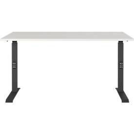 Schreibtisch Agenda, mechanisch höhenverstellbar, B 1400 x T 800 x H 680-910 mm, Lichtgrau/Schwarz