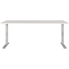 Schreibtisch Agenda, mechanisch höhenverstellbar, B 1800 x T 800 x H 680-910 mm, Lichtgrau/Schwarz