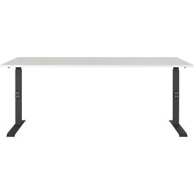 Schreibtisch Agenda, mechanisch höhenverstellbar, B 1800 x T 800 x H 680-910 mm, Lichtgrau/Silber