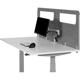 Schreibtisch-Akustik-Trennwand BE Safety Screen Rückwand, mit Acrylfenster, Dicke 10 mm, B 1200 x H 600 mm, hellgrau