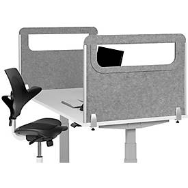 Schreibtisch-Akustik-Trennwand BE Safety Screen Seitenwand, mit Fenster, Dicke 10 mm, B 800 x T 20 mm, hellgrau