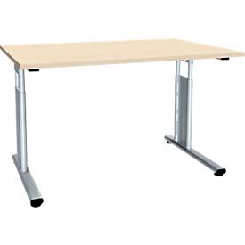 Schreibtisch ALICANTE, C-Fuß, Rechteck, B 1200 x T 800 x H 680-820 mm, Ahorn-Dekor