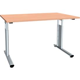 Schreibtisch ALICANTE, C-Fuß, Rechteck, B 1200 x T 800 x H 680-820 mm, Buche-Dekor