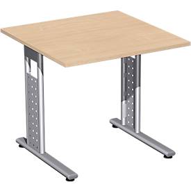 Schreibtisch ALICANTE, C-Fuß, Rechteck, B 800 x T 800 x H 680-820 mm, Buche-Dekor