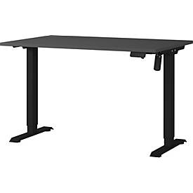 Schreibtisch Athen, elektrisch höhenverstellbar, Rechteck, T-Fuß, Memorybedienpanel, B 1200 x T 800 x H 720-1190 mm, graphit/schwarz