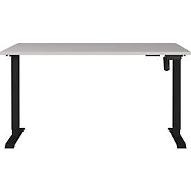 Schreibtisch Athen, elektrisch höhenverstellbar, Rechteck, T-Fuß, Memorybedienpanel, B 1400 x T 800 x H 720-1190 mm, kaschmir/schwarz