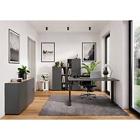 Schreibtisch Athen, elektrisch höhenverstellbar, Rechteck, T-Fuß, Memorybedienpanel, B 1600 x T 800 x H 720-1190 mm, graphit/schwarz