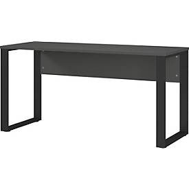 Schreibtisch Athen, Rechteck, Bügelfuß, mit Blende, B 1500 x T 600 x H 740 mm, graphit/schwarz