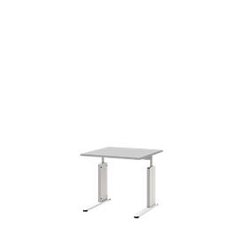 Schreibtisch BARI, C-Fuß, Form B, Rechteck, B 800 x T 800 x H 680 - 820 mm, hellgrau