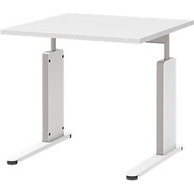 Schreibtisch BARI, C-Fuß, Form B, Rechteck, B 800 x T 800 x H 680 - 820 mm,  weiß