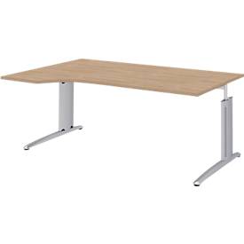 Schreibtisch BARI, Freiform, Ansatz links, C-Fuß, B 1800 x T 1000 mm, Eiche-Dekor