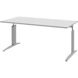 Schreibtisch BARI, Rechteck, Form A, C-Fuß, B 1600 x T 800 mm, hellgrau