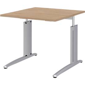 Schreibtisch BARI, Rechteck, Form A, C-Fuß, B 800 x T 800 mm, Eiche-Dekor
