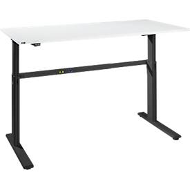 Schreibtisch Bexxstar, elektrisch höhenverstellbar, Rechteck, C-Fuß, B 1600 x T 800 x H 725-1185 mm, weiß/schwarz