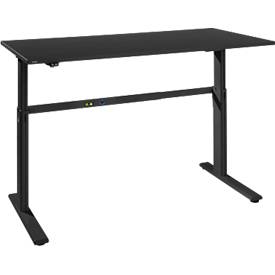Schreibtisch Bexxstar, elektrisch höhenverstellbar, Rechteck, C-Fuß, B 1800 x T 800 x H 725-1185 mm, schwarz
