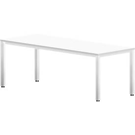 Schreibtisch BEXXSTAR, Quadratrohrfuß, Rechteck, B 2000 x T 1000 x H 740 mm, weiß
