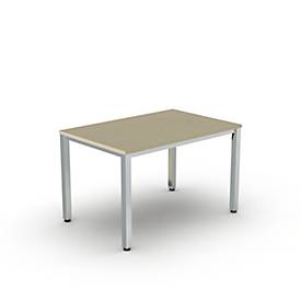 Schreibtisch Bexxstar, Rechteck, 4-Fuss Quadratrohr, B 1200 x H 740 mm, Ahorn/chromsilber