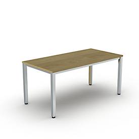 Schreibtisch Bexxstar, Rechteck, 4-Fuß Quadratrohr, B 1600 x H 740 mm, Eiche/chromsilber