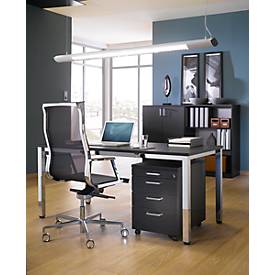 Schreibtisch Bexxstar, Rechteck, 4-Fuß Quadratrohr, B 1600 x T 800 x H 740 mm, schwarz/chromsilber