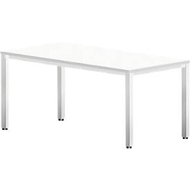 Schreibtisch Bexxstar, Rechteck, 4-Fuß Quadratrohr, B 1600 x T 800 x H 740 mm, weiß/chromsilber