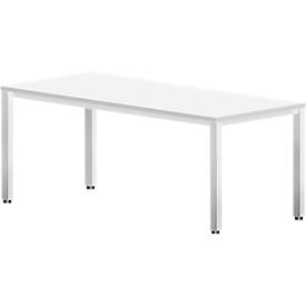 Schreibtisch Bexxstar, Rechteck, 4-Fuß Quadratrohr, B 1800 x T 800 x H 740 mm, weiß/chromsilber