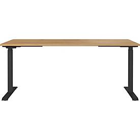 Schreibtisch Boston, elektrisch höhenverstellbar, Rechteck, T-Fuß, Memory-USB-Panel, B 1800 x T 800 x H 720-1200 mm, Navarra-Eiche/schwarz