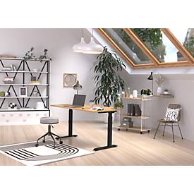 Schreibtisch Boston, mechanisch höhenverstellbar, Rechteck, C-Fuß, B 1200 x T 800 x H 680-910 mm, Navarra-Eiche/schwarz