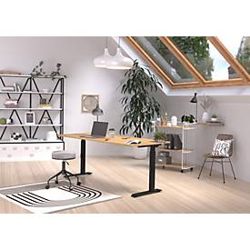 Schreibtisch Boston, mechanisch höhenverstellbar, Rechteck, C-Fuß, B 1800 x T 800 x H 680-910 mm, Navarra-Eiche/schwarz