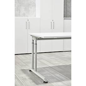 Schreibtisch Breno, manuelle Höheneinstellung, horizontaler Kabelkanal, B 800 x T 800 x H 680-820 mm, Spanplatte & Stahl, Weiß/Silber