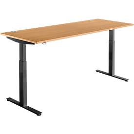 Schreibtisch DRIVE UP 1, T-Fuß, Rechteck, 1-stufig elektr. höhenverstellbar, verschiedene Breiten