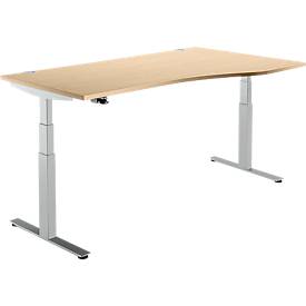 Schreibtisch DRIVE UP 2, Ansatz rechts/links , T-Fuß, Freiform, zweist. elektr. höhenverstellbar