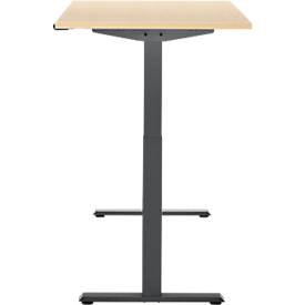 Schreibtisch, elektrisch höhenverstellbar, Rechteck, T-Fuß, B 1200 x T 800 x H 720-1200 mm, Ahorn-Dekor/schwarz