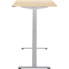 Schreibtisch, elektrisch höhenverstellbar, Rechteck, T-Fuß, B 1200 x T 800 x H 720-1200 mm, Ahorn-Dekor/silber
