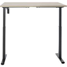 Schreibtisch, elektrisch höhenverstellbar, Rechteck, T-Fuß, B 1200 x T 800 x H 720-1200 mm, Eiche-Dekor/schwarz