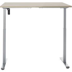 Schreibtisch, elektrisch höhenverstellbar, Rechteck, T-Fuß, B 1200 x T 800 x H 720-1200 mm, Eiche-Dekor/silber