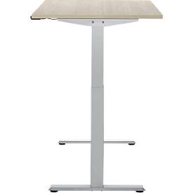 Schreibtisch, elektrisch höhenverstellbar, Rechteck, T-Fuß, B 1200 x T 800 x H 720-1200 mm, Eiche-Dekor/silber