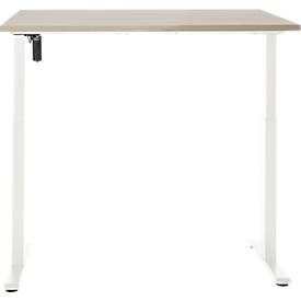 Schreibtisch, elektrisch höhenverstellbar, Rechteck, T-Fuß, B 1200 x T 800 x H 720-1200 mm, Eiche-Dekor/weiß