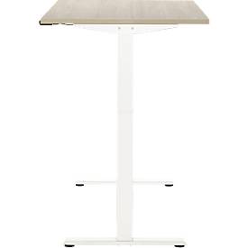 Schreibtisch, elektrisch höhenverstellbar, Rechteck, T-Fuß, B 1200 x T 800 x H 720-1200 mm, Eiche-Dekor/weiß